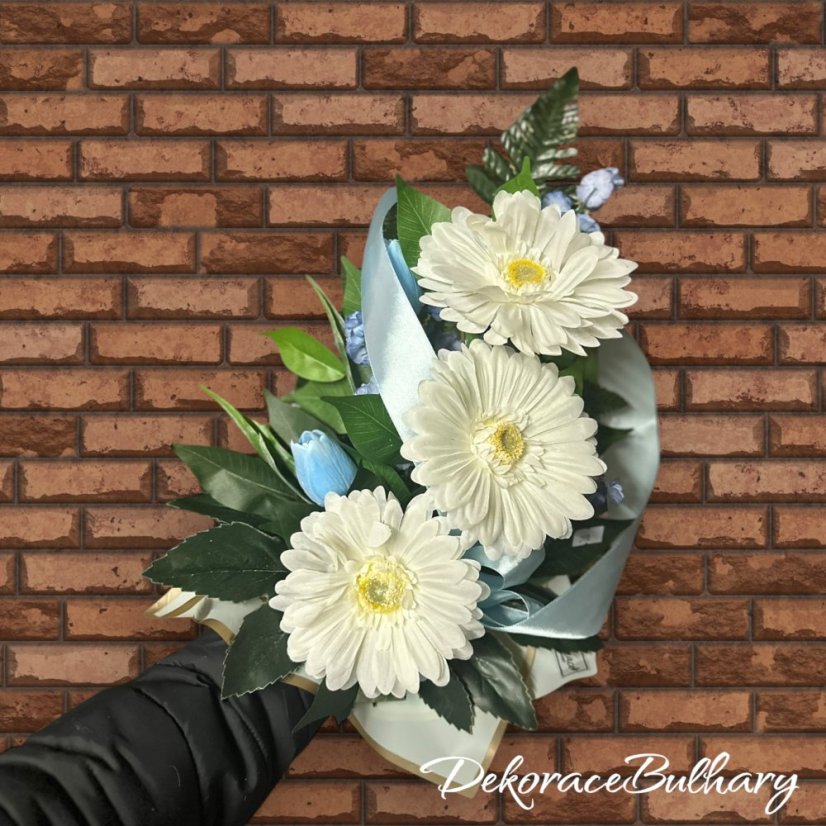 Kytice gerbera a tulipan - modrý