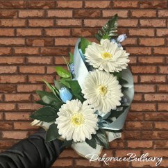 Kytice gerbera a tulipan - modrý
