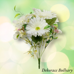 Gerbera svazek 28 cm bílá/zelená