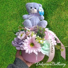 Pěnový flowerbox Eliška - 5 růží + třpytky